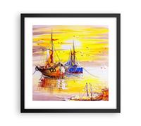 Affiche Poster 40x40cm Tableaux Image Photo Bateaux soleil mer voyage Wall Art