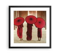 Affiche Poster 40x40cm Tableaux Image Photo Bhoutan Parapluie Rouge Wall Art