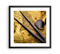 Affiche Poster 40x40cm Tableaux Image Photo Boussole aventure voyage Wall Art