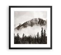 Affiche Poster 40x40cm Tableaux Image Photo Brouillard Montagne Forêt Wall Art