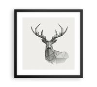 Affiche Poster 40x40cm Tableaux Image Photo Cerf Croquis Scandinave Wall Art