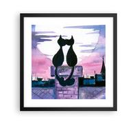 Affiche Poster 40x40cm Tableaux Image Photo Chats toit amour animal Wall Art