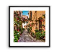 Affiche Poster 40x40cm Tableaux Image Photo Chemin fleurs maison cour Wall Art