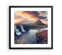 Affiche Poster 40x40cm Tableaux Image Photo Chute D'Eau Ciel Montagne Wall Art