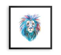Affiche Poster 40x40cm Tableaux Image Photo Coloré Lion Crinière Wall Art