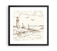 Affiche Poster 40x40cm Tableaux Image Photo Croquis Côte Lanterne Wall Art