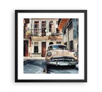 Affiche Poster 40x40cm Tableaux Image Photo Cubain Voiture Immeubles Wall Art