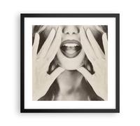 Affiche Poster 40x40cm Tableaux Image Photo Femme Bouche Mystère Wall Art