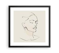 Affiche Poster 40x40cm Tableaux Image Photo Femme Dessin Ligne Wall Art
