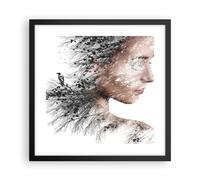 Affiche Poster 40x40cm Tableaux Image Photo Femme Double Exposition Wall Art