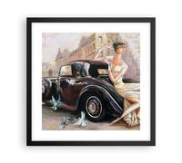 Affiche Poster 40x40cm Tableaux Image Photo femme rétro style Wall Art