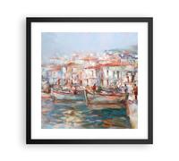 Affiche Poster 40x40cm Tableaux Image Photo Île Bateaux Port Wall Art
