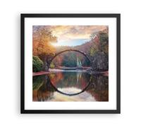 Affiche Poster 40x40cm Tableaux Image Photo Jardin Rhododendrons Pont Wall Art