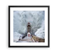 Affiche Poster 40x40cm Tableaux Image Photo Lanterne Mer Tempête Wall Art