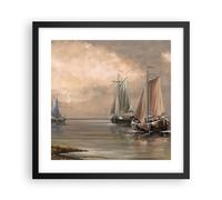 Affiche Poster 40x40cm Tableaux Image Photo mer bateau pêcheur Wall Art