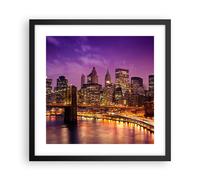 Affiche Poster 40x40cm Tableaux Image Photo New York nuit pont de Brooklyn Art