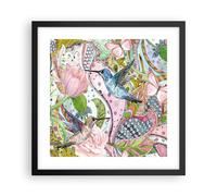 Affiche Poster 40x40cm Tableaux Image Photo oiseau papillon fleur Wall Art