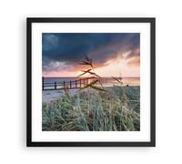 Affiche Poster 40x40cm Tableaux Image Photo Plage Herbe Horizon Wall Art