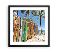 Affiche Poster 40x40cm Tableaux Image Photo Planche Surf Plage Wall Art