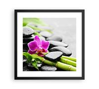 Affiche Poster 40x40cm Tableaux Image Photo Plante pierres bambous spa Wall Art