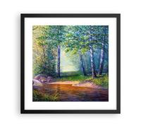 Affiche Poster 40x40cm Tableaux Image Photo prairie eau arbre Wall Art