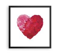 Affiche Poster 40x40cm Tableaux Image Photo Rouge Coeur Aquarelle Wall Art