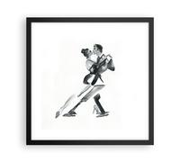 Affiche Poster 40x40cm Tableaux Image Photo Tango Dessin Noir Et Blanc Wall Art