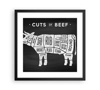 Affiche Poster 40x40cm Tableaux Image Photo Vache boeuf cuisine graphique Art
