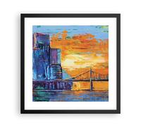 Affiche Poster 40x40cm Tableaux Image Photo Ville Pont Empâtement Wall Art