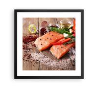 Affiche Poster 40x40cm Tableaux Image Saumon poisson nourriture cuisine Art