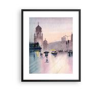 Affiche Poster 40x50cm Tableaux Image Aquarelle Ville Monuments Historiques Art