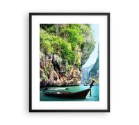 Affiche Poster 40x50cm Tableaux Image Bateau falaises nature rochers Wall Art