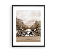 Affiche Poster 40x50cm Tableaux Image Chaîne vélos Amsterdam centre Wall Art
