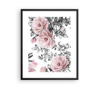 Affiche Poster 40x50cm Tableaux Image Fleurs feuilles plantes rose Wall Art