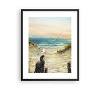 Affiche Poster 40x50cm Tableaux Image Impressionnisme Mouettes Côte Wall Art