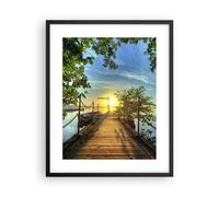Affiche Poster 40x50cm Tableaux Image Lac coucher de soleil bateau paysage Art