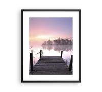 Affiche Poster 40x50cm Tableaux Image Matinée lever de soleil brouillard lac Art