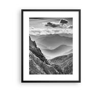 Affiche Poster 40x50cm Tableaux Image Noir Et Blanc Paysage Montagnes Wall Art