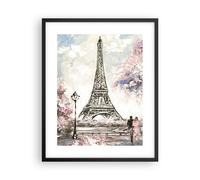 Affiche Poster 40x50cm Tableaux Image Photo Arbres Eiffle Couple France Wall Art