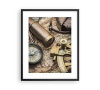 Affiche Poster 40x50cm Tableaux Image Photo boussole boussole carte Wall Art
