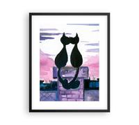 Affiche Poster 40x50cm Tableaux Image Photo Chats toit amour animal Wall Art