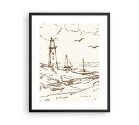Affiche Poster 40x50cm Tableaux Image Photo Croquis Côte Lanterne Wall Art