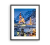 Affiche Poster 40x50cm Tableaux Image Photo De fête Église Neige Wall Art