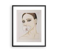 Affiche Poster 40x50cm Tableaux Image Photo Femme Silence Fleur Wall Art