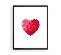 Affiche Poster 40x50cm Tableaux Image Photo Rouge Coeur Aquarelle Wall Art