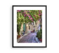 Affiche Poster 40x50cm Tableaux Image Photo Rue décoration fleurs Grèce Wall Art