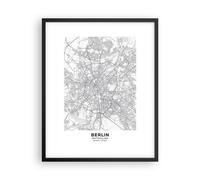 Affiche Poster 40x50cm Tableaux Image Photo Ville Carte Berlin Wall Art