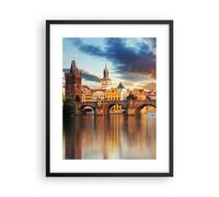 Affiche Poster 40x50cm Tableaux Image Prague pont histoire rivière Wall Art