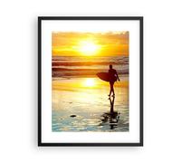 Affiche Poster 40x50cm Tableaux Surfeur Coucher de soleil Océan planche Art