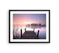 Affiche Poster 50x40cm Tableaux Image Matinée lever de soleil brouillard lac Art